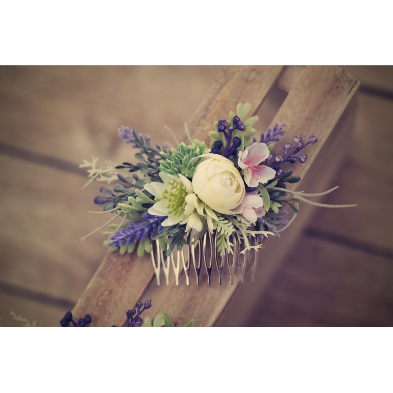 Floral, flower hair comb