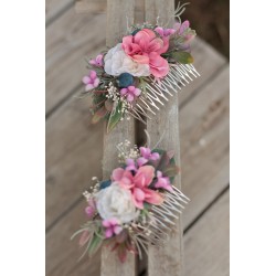 Floral, flower hair comb