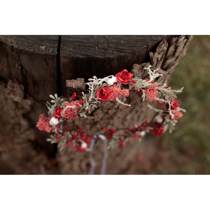 Winter floral, flower hair wreath, crown