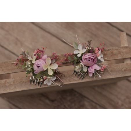 Floral, flower hair comb - set of 2pcs