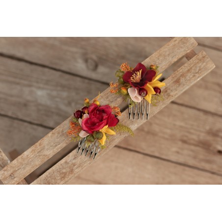 Floral, flower hair comb - set of 2pcs