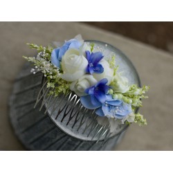 Květinový hřeben do vlasů "Modrá laguna"