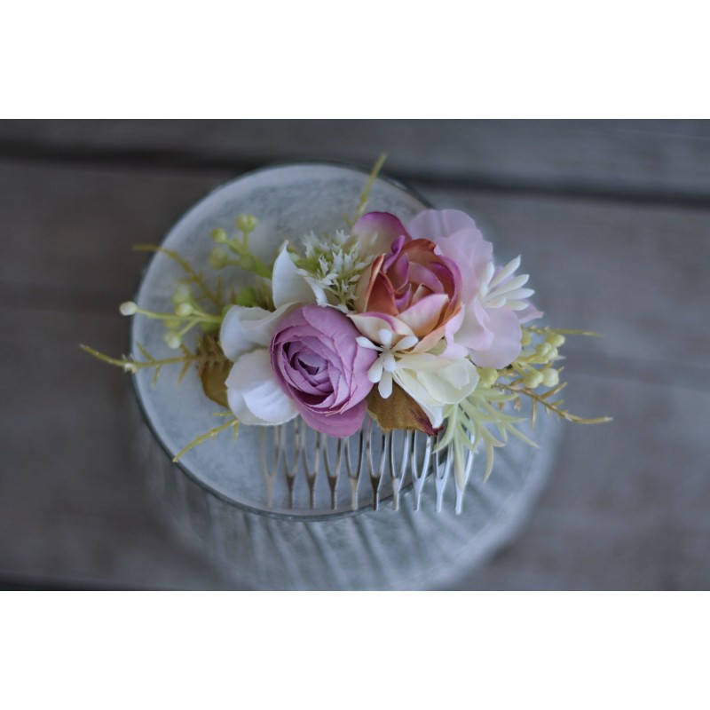 Floral, flower hair comb