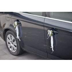 Dekorace na auto nevěsty, ozdoba na kliky dveří