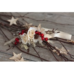 Květinová čelenka na gumičce "Vánoční čas"