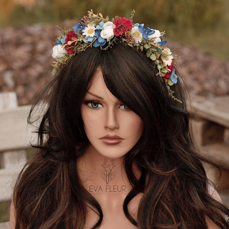 Floral, flower half head wreath, hair wreath, crown